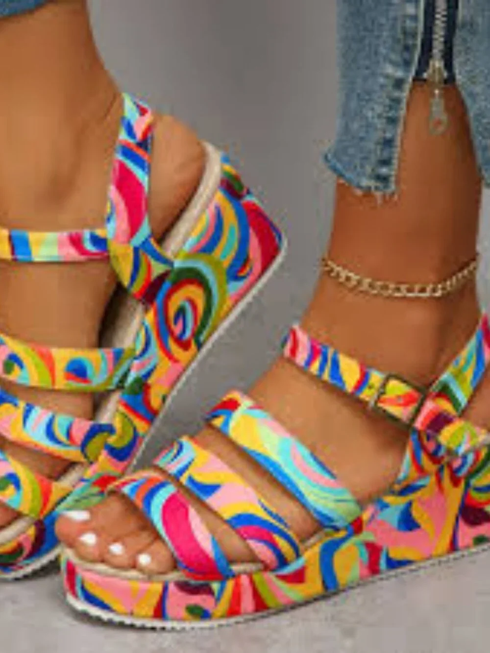 NWOT Psychedelic Platform Sandals EU 40 / US 9